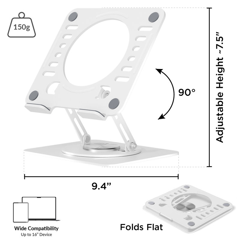 Support pour ordinateur portable pivotant Uncage, Blanc