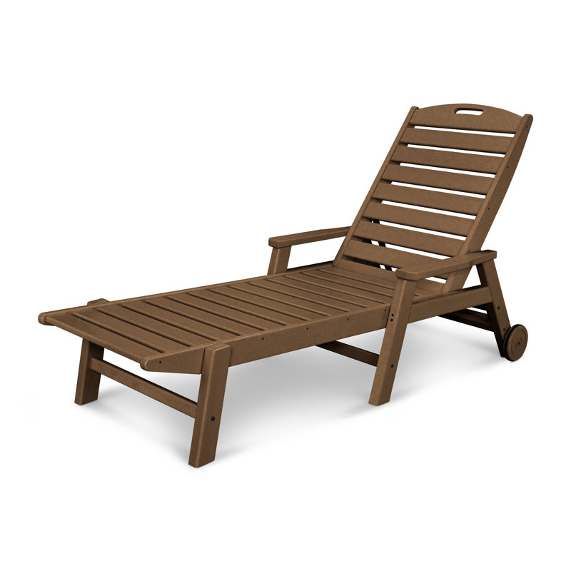 Chaise longue avec accoudoirs et roulettes Lakeside POLYWOOD, Teck