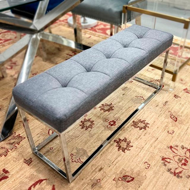 Aveline Chrome Upholstered Bench