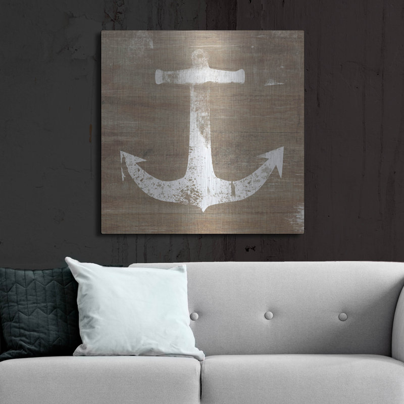 «White Anchor On Natural» par Linda Woods, H 36 po x l 36 po