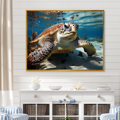 Minimalist Lagoon Turtle sur toile