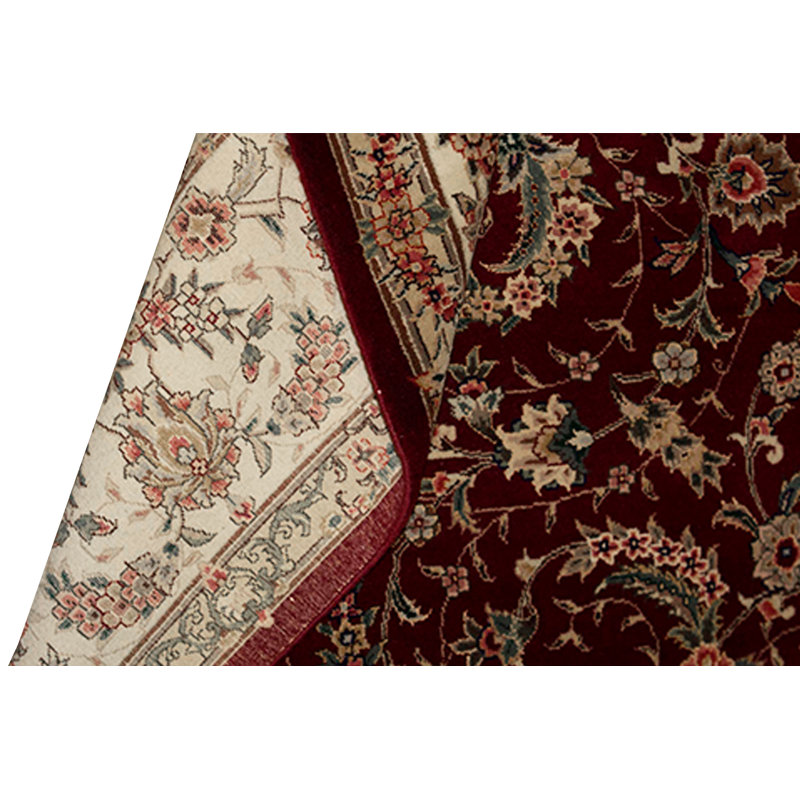 Tapis rouge et ivoire noué à la main de haute qualité