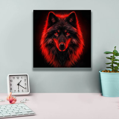  'Red Wolf Portrait' by Rey Klimt Canvas Wall Art, 12" x 12"