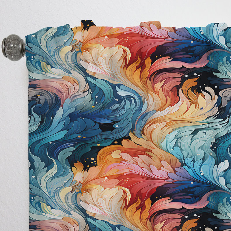 Motif cachemire artistique - rideau en velours glamour - obscurcissant - 1 panneau, L 52 po x L 95 po