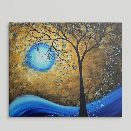 «Anjila Blue Fire» par Megan Duncanson, reproduction d'art, H 24 po x l 30 po x P 1,25 po, Toile