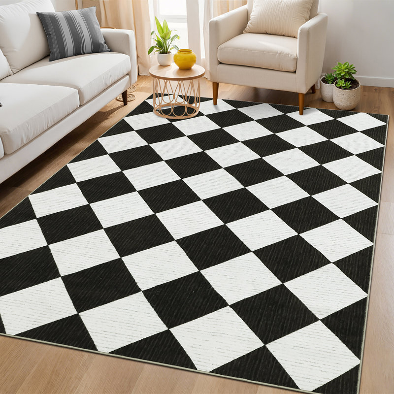 Rectangle Geometric Area Rug, Black and white, 160*230cm