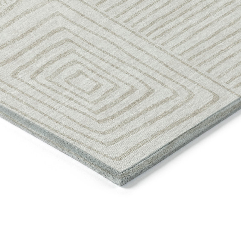 Ivory Geometric Flat Woven Indoor/Outdoor Area Rug 3' x 5'