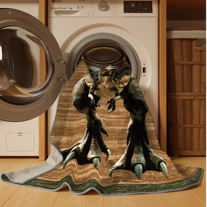 Tapis brun dinosaures lavable à la machine, Rectangle 5 pi x 8 pi