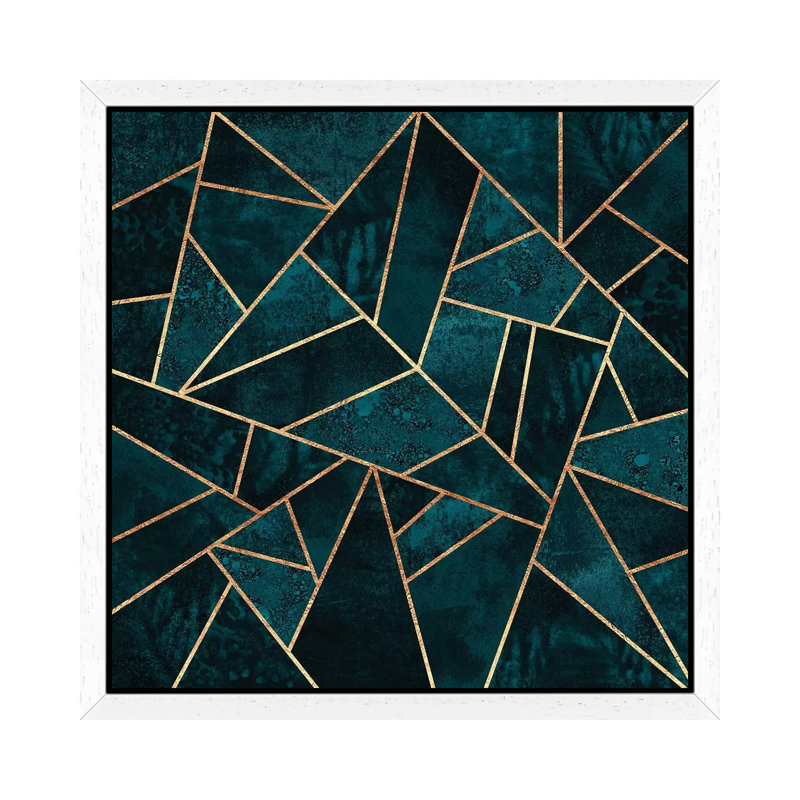 Deep Teal Stone by Elisabeth Fredriksson - Print on Canvas, 93.98 cm H x 93.98 cm W x 1.91 cm D, White Framed