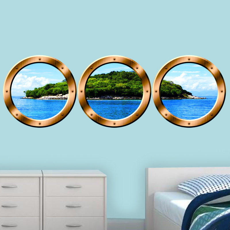 Décalcomanie murale bateau à bateau à croisières nature window, H 24 po x l 24 po x P 0,01 po, Bronze