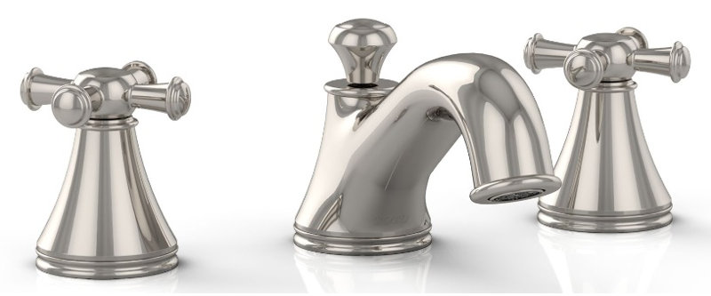 Robinet de lavabo de salle de bain espacé 1,5 GPM à deux poignées croisées TOTO® Vivian ™, nickel poli, Nickel poli