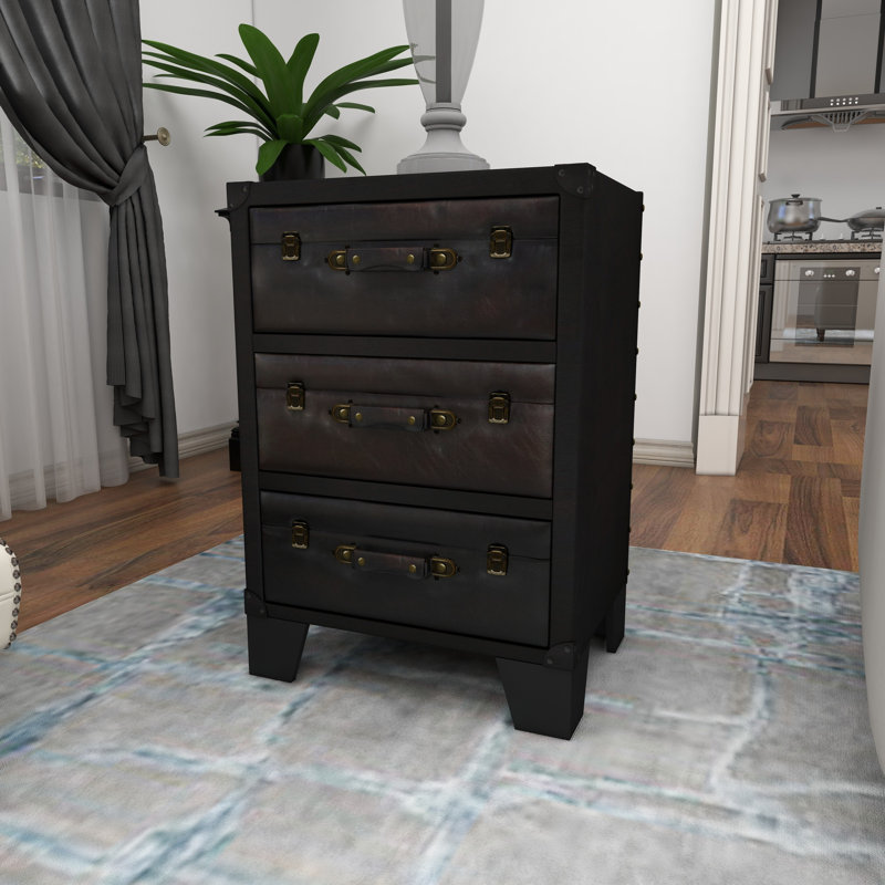 Armoire rétro en similicuir brun foncé Iinden