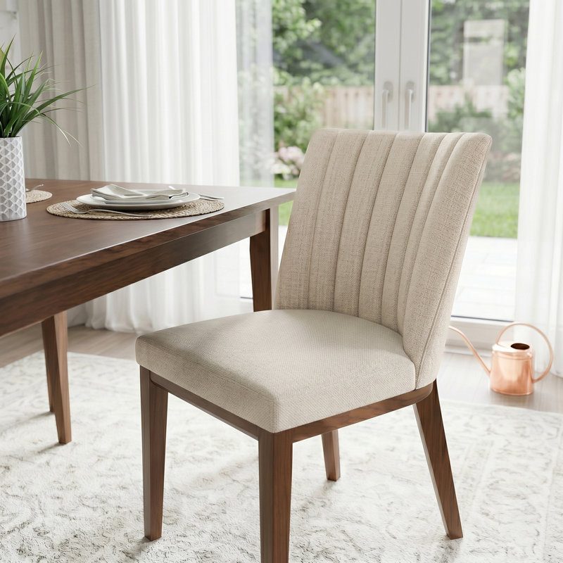 Keyonn 19.5'' H Tufted Fabric Upholstered Side Chair, Beige