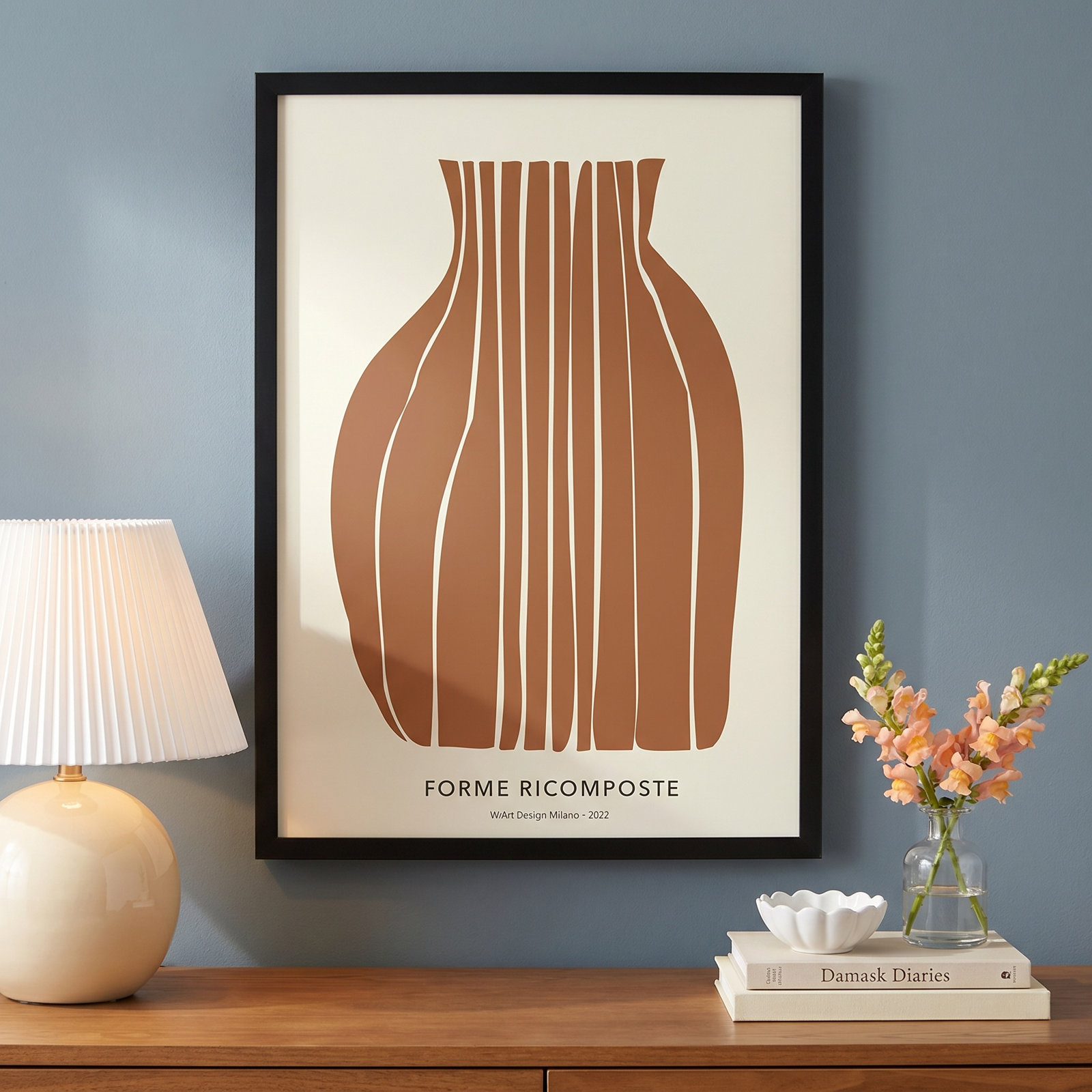 Quinn "Composition in Umber" Print, Black Framed Paper, 20" H x 14" W x 1.25" D
