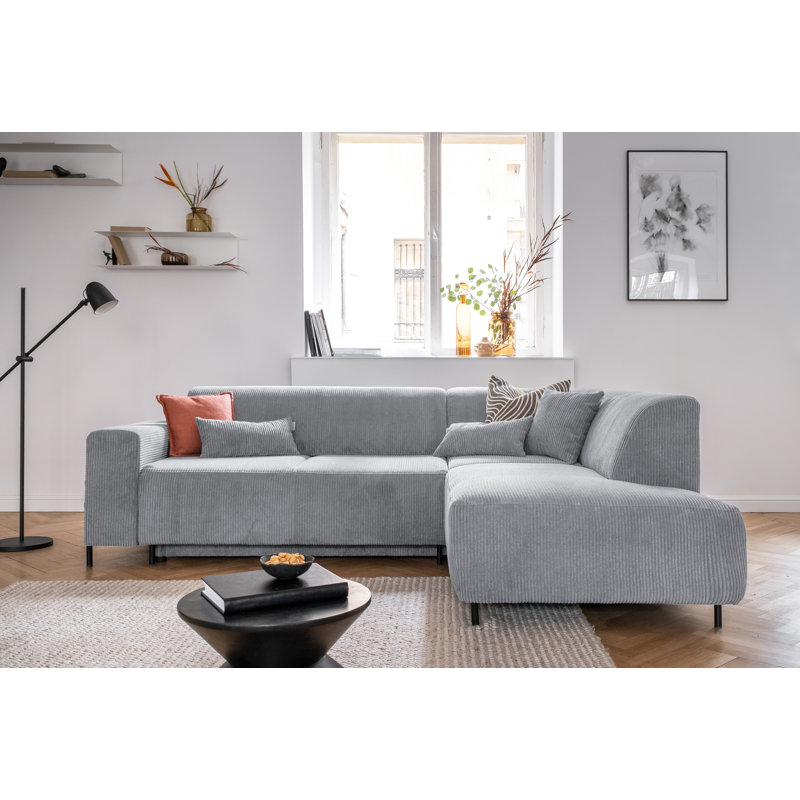 Cuddly Mia Corner Sofa Bed, Right facing, Light Grey