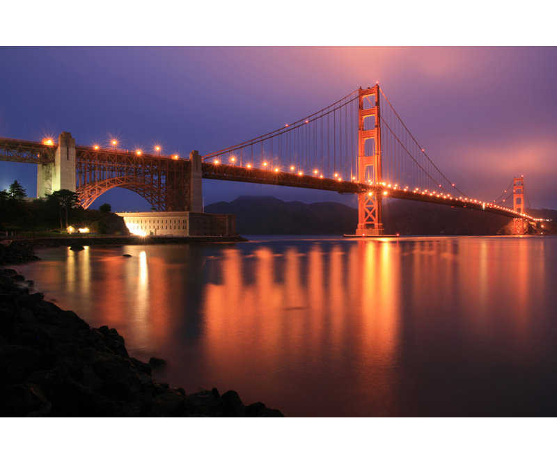 Golden Gate Bridge de nuit, H 27 po x l 40 po