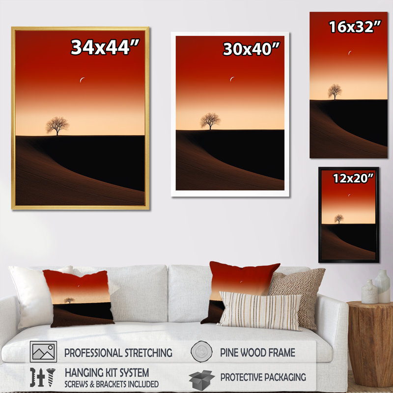 Sunsets Simplicity Desert Solitude I, Cadre simple blanc, H 32 po x l 16 po x P 1 po
