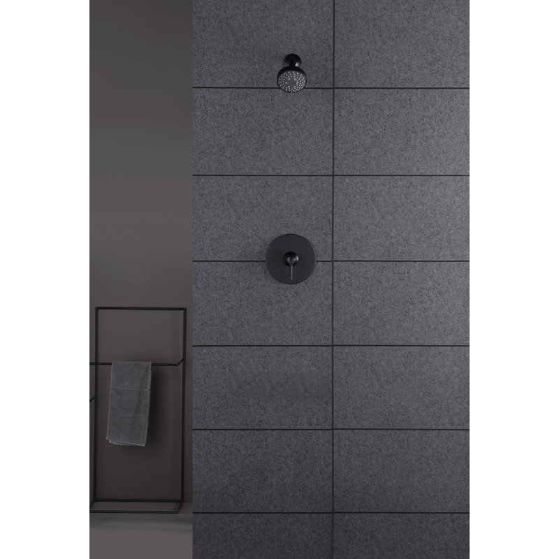 Nita Collection Shower Trim Only: 4" Round Shower Head, Single Handle Set & Rough-in Valve Included - Matte Black
