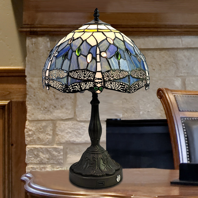Lampe de table 19 po en bronze antique USB