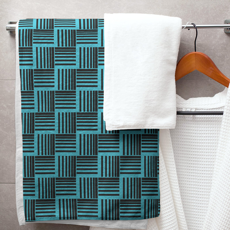Jaya Bath Towel, Dark Cyan/Black