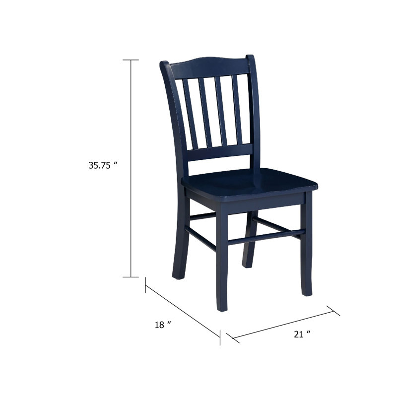 Ensemble de 2 chaises d'appoint Nova, style Shaker, style campagnard en bois bleu marine, Marine