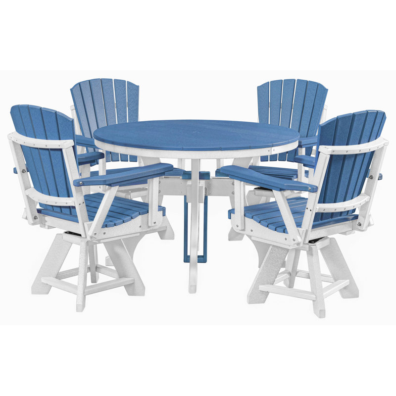 Ensemble repas extérieur pour 4 personnes L 44 po Alsworth, Blanc / bleu