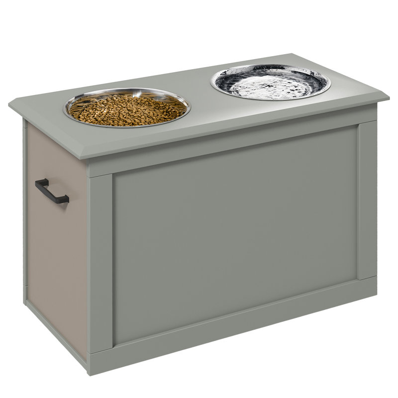 Large Elevated Feeder, Gray/Silver