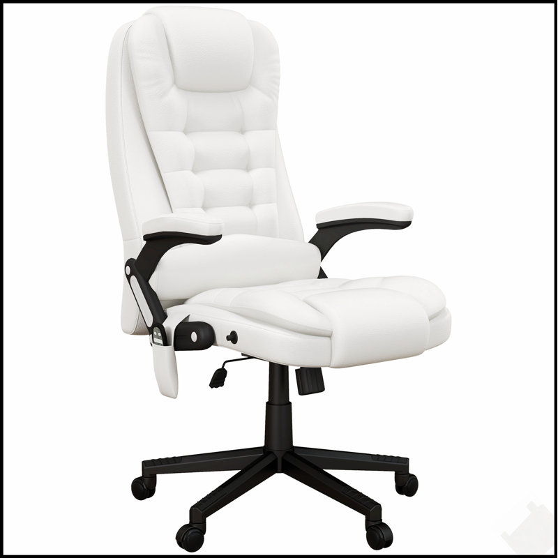 Fauteuil de bureau ergonomique en similicuir pivotant avec hauteur réglable et fonction de massage