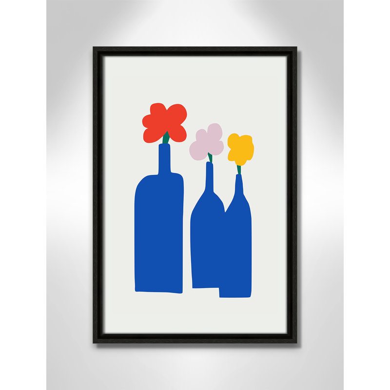 «Bold Blooms Trio Print» par Dean, Framed Canvas, 13.5'' W x 19.5'' H, Flottant espresso