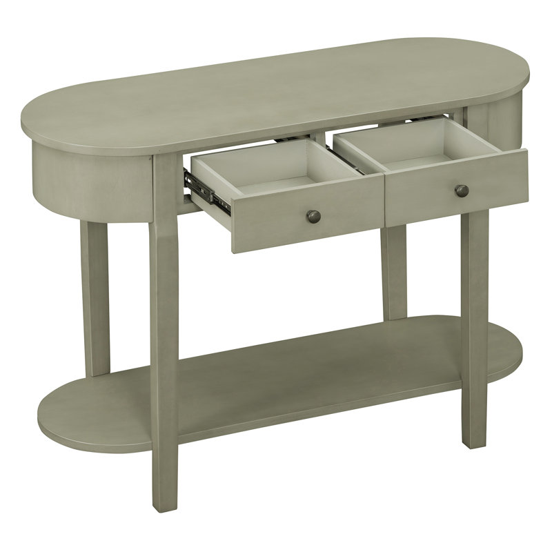 Console, l 40 po x l 15,5 po x H 30 po, 2 tiroirs avec tablette inférieure, gris