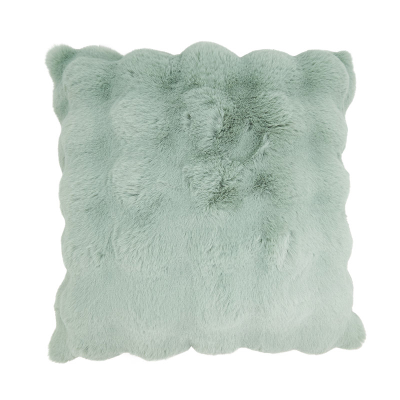 Cozy Bubble Faux Fur Pillow Cover, Green, Polyester, Square 20"
