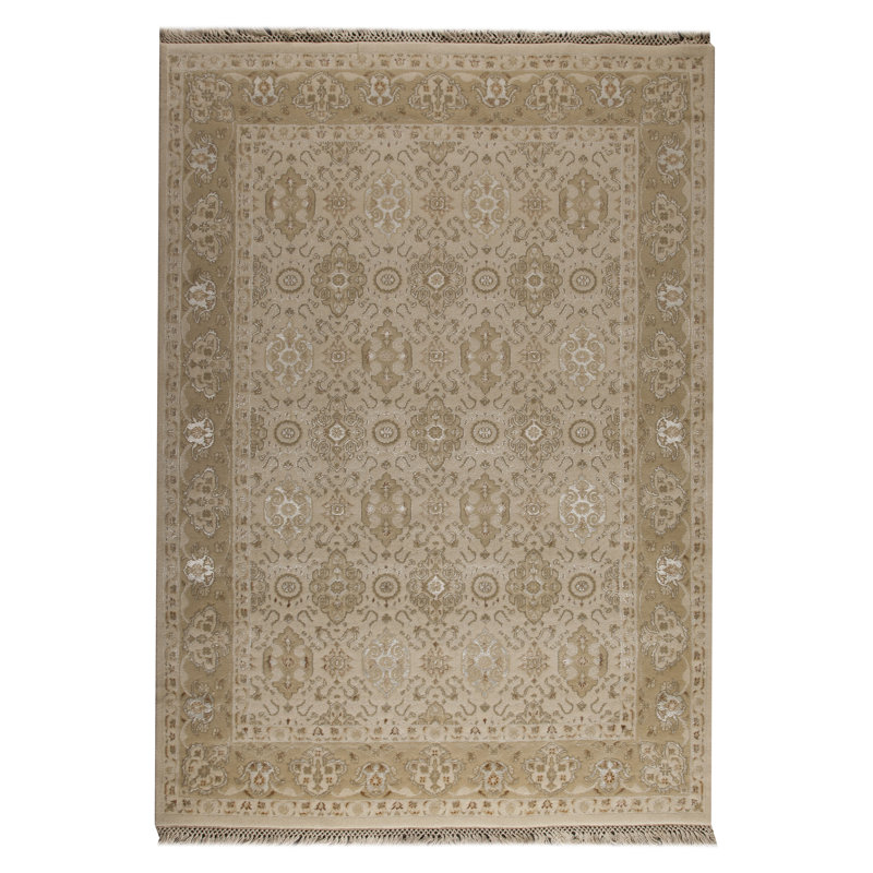 Tapis décoratif crème en laine à motif oriental Gladstone, Rectangle 7 pi 10 po x 9 pi 10 po