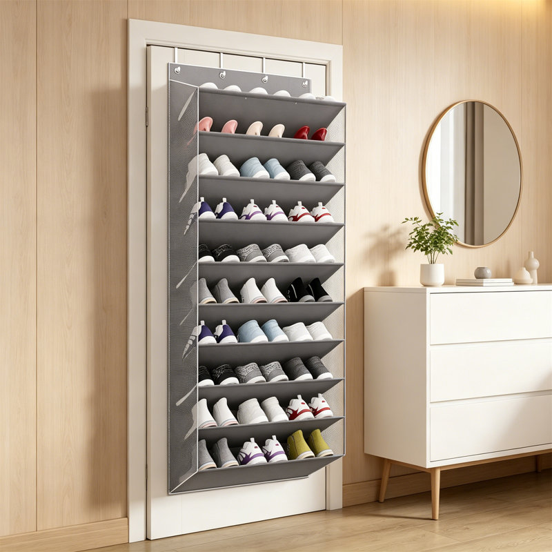 10 Pair Hanging Shoe Organiser, Grey