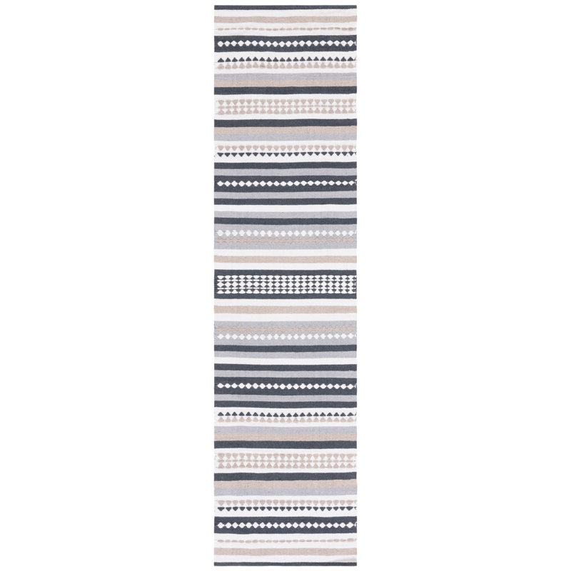 Tapis rayé en coton tissé à la main Montauk, Tapis de couloir 2 pi 3 po x 9 pi