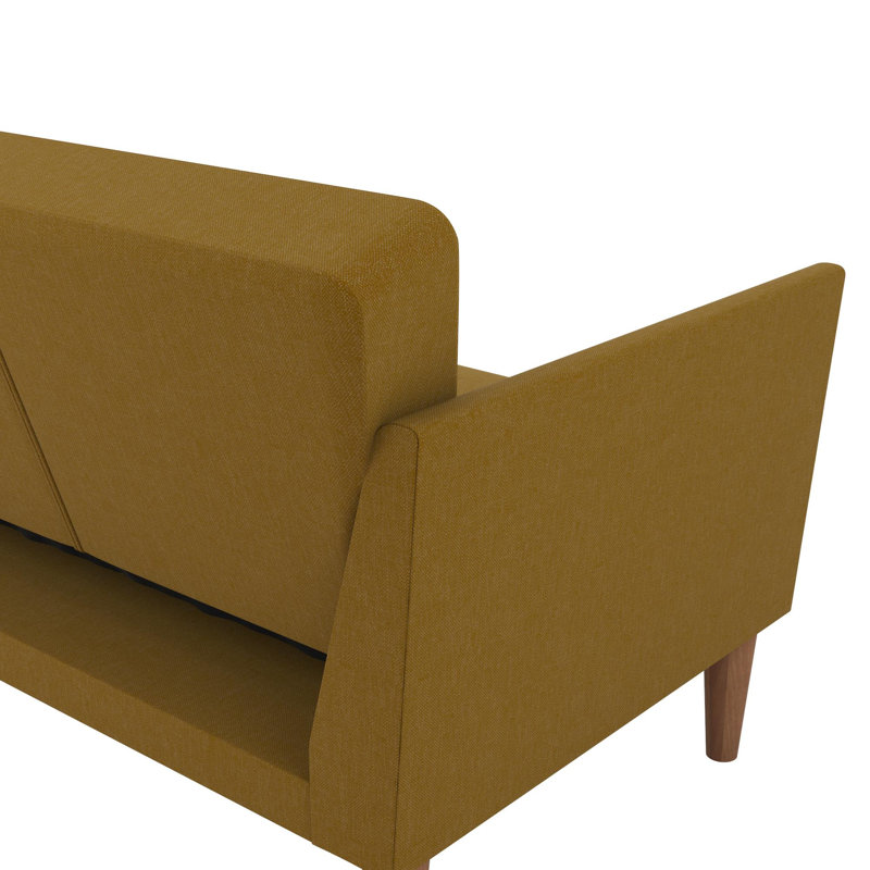 Mirrabooka Twin 204.5cm Upholstered Convertible Sofa, Mustard Yellow