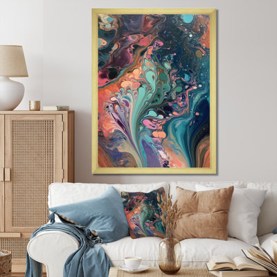 Sarcelle rose marbré fantaisie IV sur toile