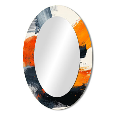 Balck And Orange Converge Dream I - Large Oval Wall Mirror On Metal