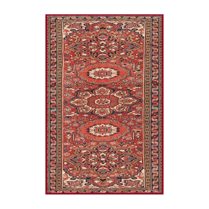 Tapis de zone rouge/brun 2616 traditionnel, Rectangle 5 pi x 7 pi