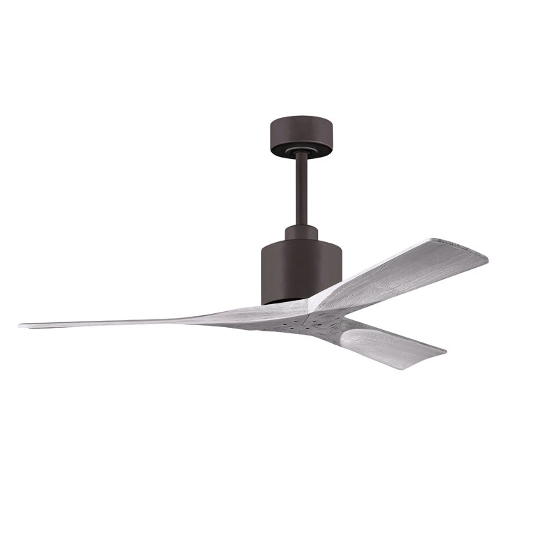 Nan 52" Ceiling Fan In Textured Bronze And Matte White Blades, Textured Bronze, 60", Barn Wood Tone