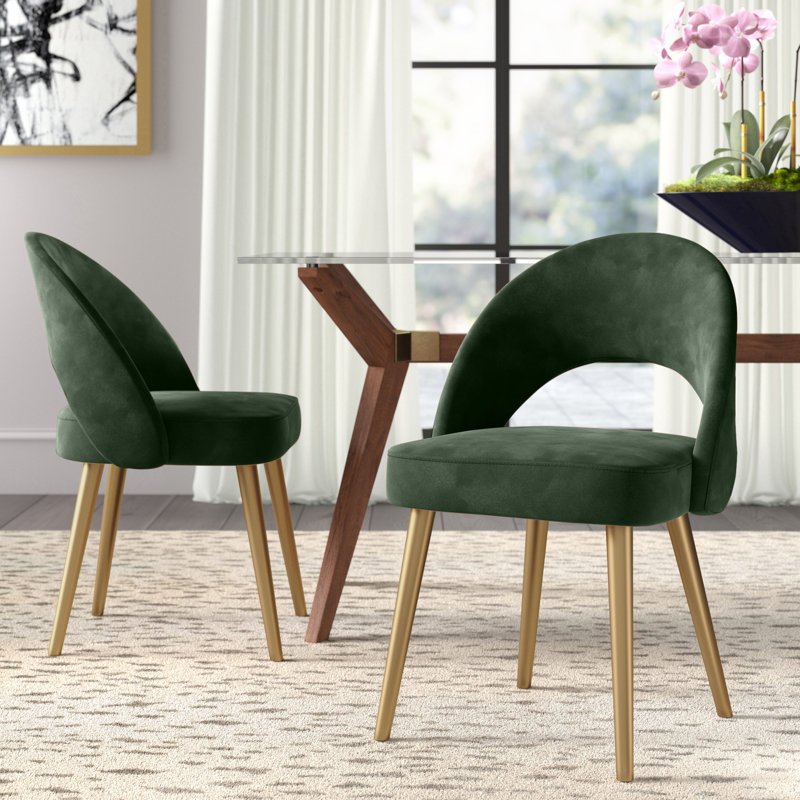 Chaise d'appoint rembourrée en velours Ambry, Velours vert malachite