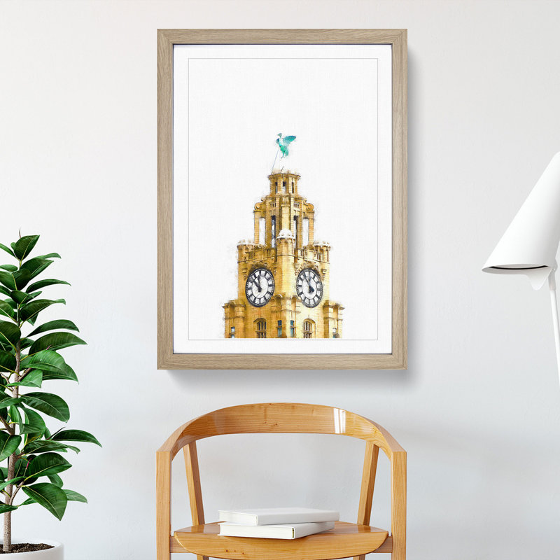 The Liver Building Liverpool - Picture Frame Painting Print, Oak Framed, 45cm H x 33cm W x 2cm D