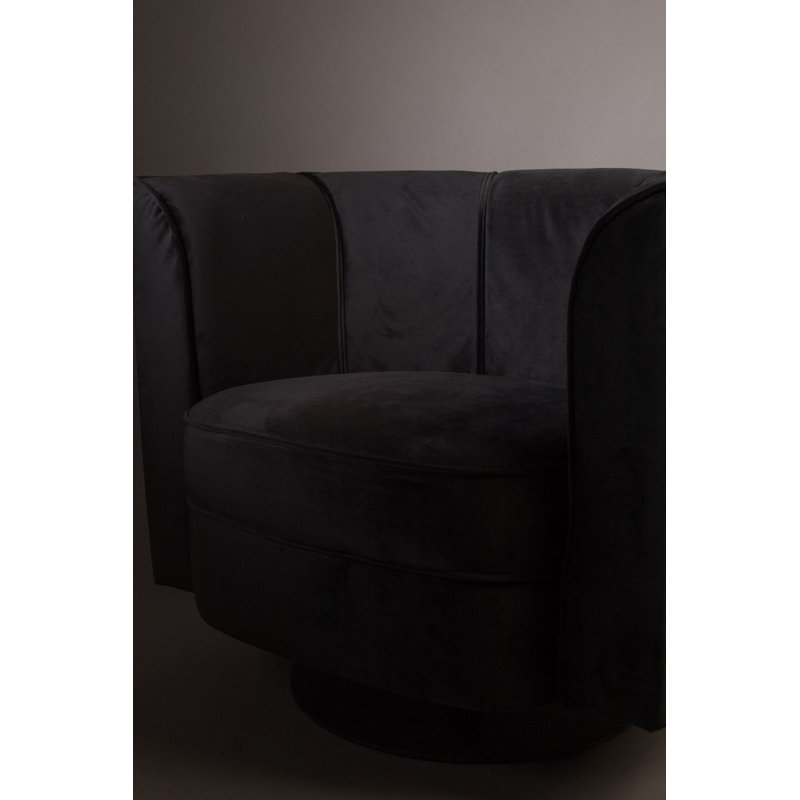 Flower Swivel Barrel Chair, Black Velvet
