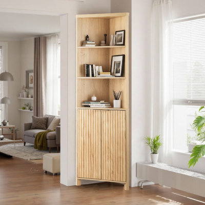 Oak Freestanding Corner Cabinet Bookcase Display Cabinet by Ebern Designs