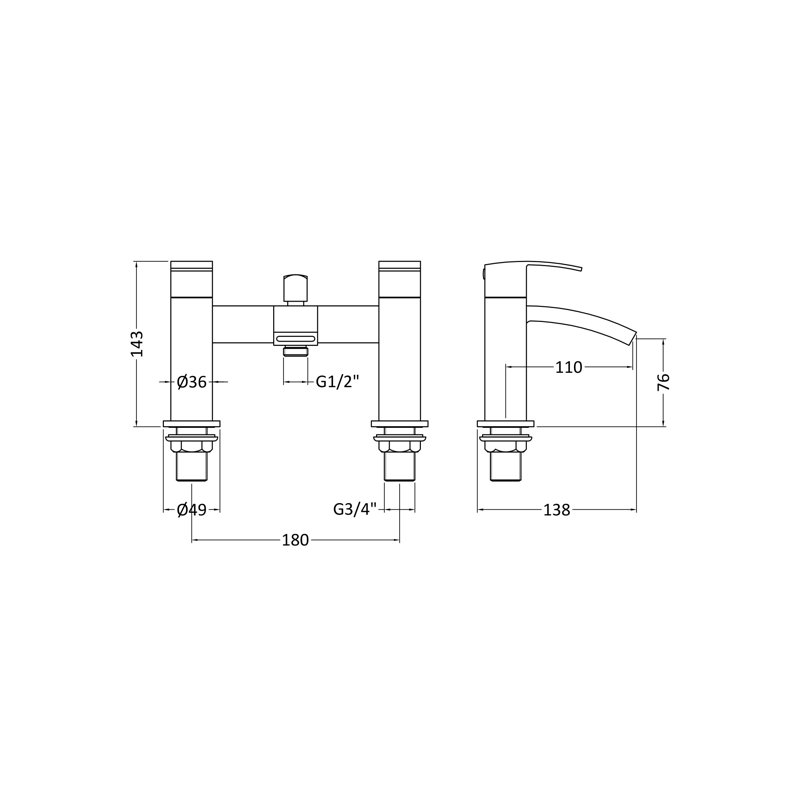 Deck Bath Filler with Diverter
