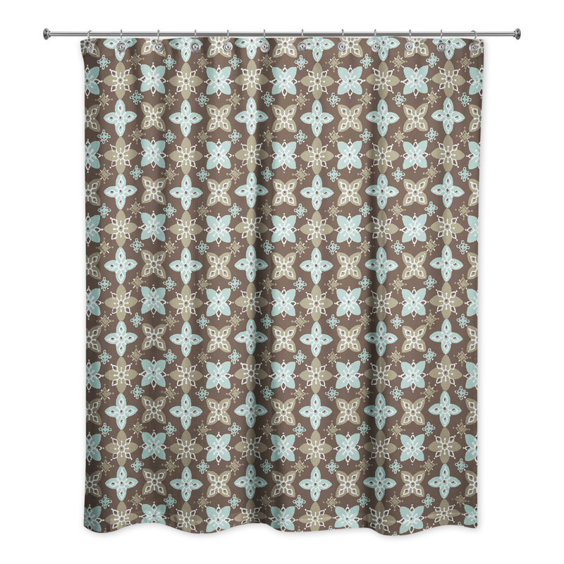 Hanchett Floral Shower Curtain, Blue/Brown