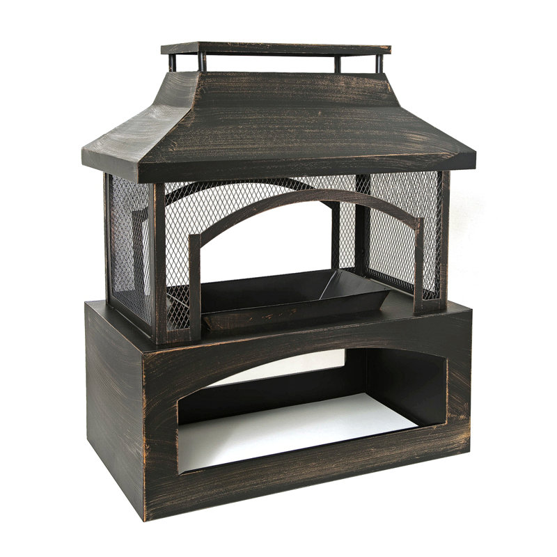Foyer d'extérieur au bois 37 po rectangulaire