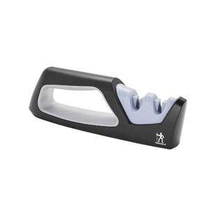 Manual Knife Sharpener - Professional 2-Stage Knife Sharpening System:  Tungsten Carbide Steel Plates for pre-Sharpening - Ceramic Stone for honing  and polishing 