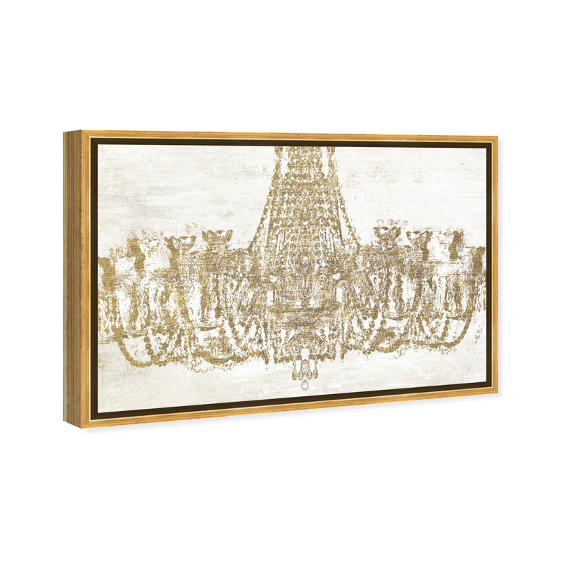 Glam Chandelier, impression sur toile tendue, Toile avec cadre doré, H 16 po x l 24 po