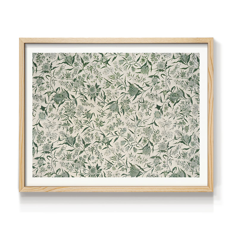 Motif floral rétro - impression encadrée, H 8 po x l 10 po, Naturel