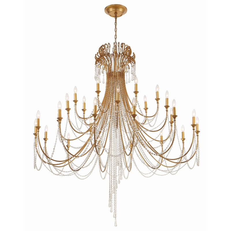 Storrs 28 - Light Dimmable Classic / Traditional Chandelier, Gold